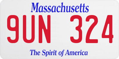MA license plate 9UN324