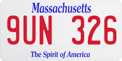 MA license plate 9UN326