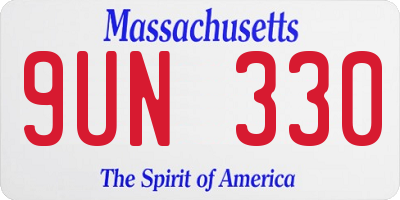 MA license plate 9UN330