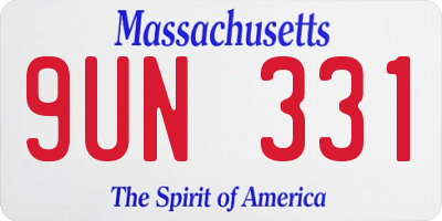 MA license plate 9UN331