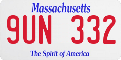 MA license plate 9UN332