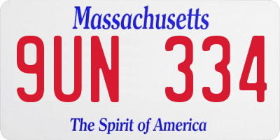 MA license plate 9UN334