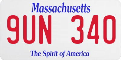 MA license plate 9UN340
