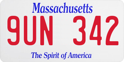 MA license plate 9UN342