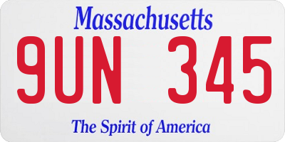 MA license plate 9UN345