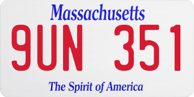 MA license plate 9UN351