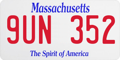 MA license plate 9UN352
