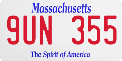 MA license plate 9UN355