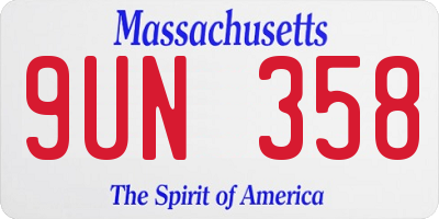 MA license plate 9UN358