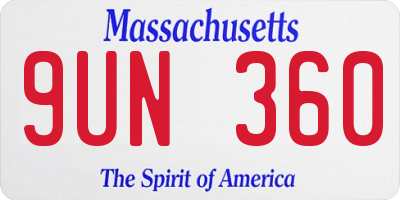 MA license plate 9UN360