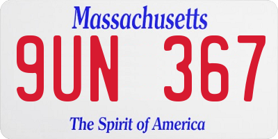 MA license plate 9UN367