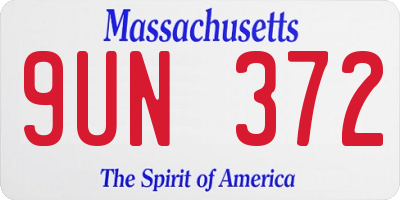 MA license plate 9UN372
