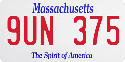 MA license plate 9UN375