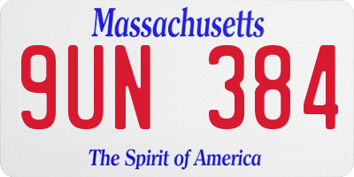 MA license plate 9UN384