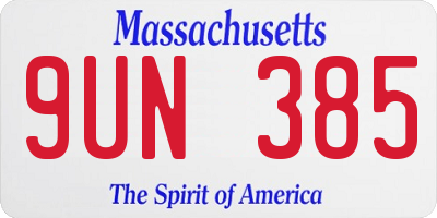 MA license plate 9UN385