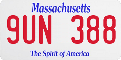 MA license plate 9UN388