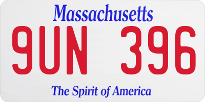 MA license plate 9UN396