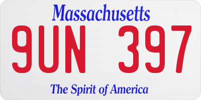 MA license plate 9UN397