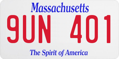 MA license plate 9UN401