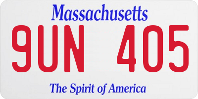 MA license plate 9UN405