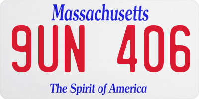 MA license plate 9UN406