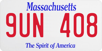 MA license plate 9UN408