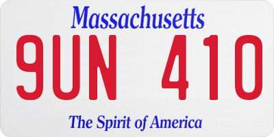 MA license plate 9UN410