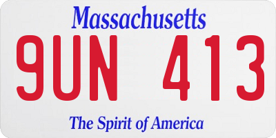 MA license plate 9UN413