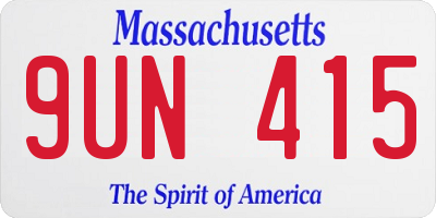 MA license plate 9UN415