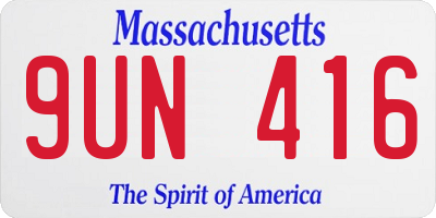 MA license plate 9UN416