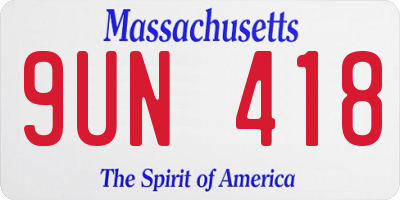 MA license plate 9UN418