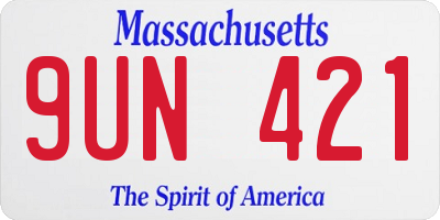 MA license plate 9UN421