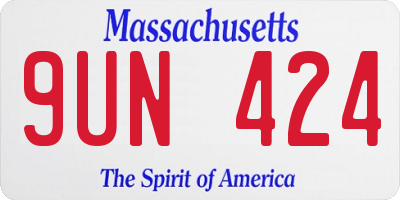 MA license plate 9UN424