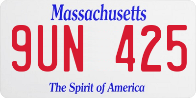 MA license plate 9UN425