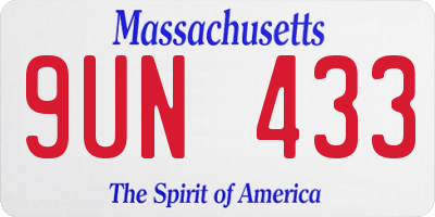 MA license plate 9UN433