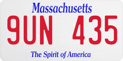 MA license plate 9UN435