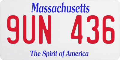 MA license plate 9UN436