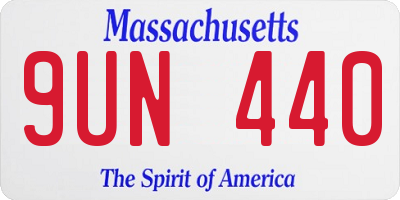 MA license plate 9UN440