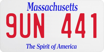 MA license plate 9UN441