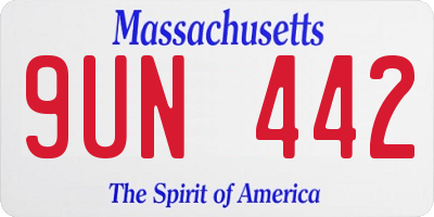 MA license plate 9UN442