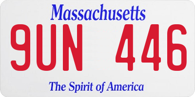 MA license plate 9UN446