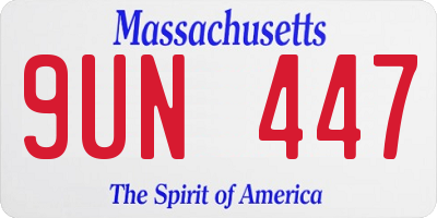 MA license plate 9UN447