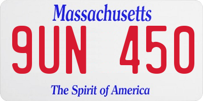 MA license plate 9UN450