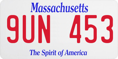 MA license plate 9UN453