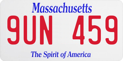 MA license plate 9UN459