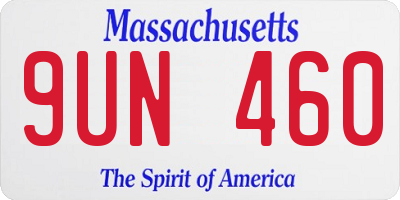 MA license plate 9UN460