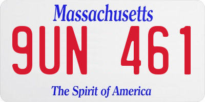 MA license plate 9UN461