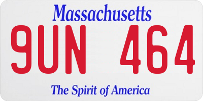 MA license plate 9UN464