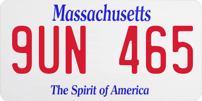 MA license plate 9UN465