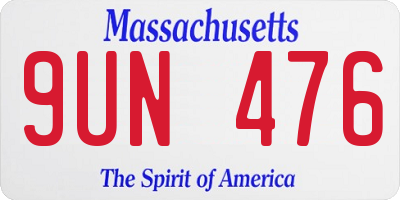 MA license plate 9UN476